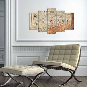 Tablou decorativ multicanvas Charm, 5 Piese, Harta Lumii, 223CHR3941, Multicolor imagine