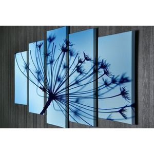 Tablou decorativ pe panza Majestic, 5 Piese, 257MJS3211, Albastru imagine
