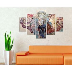 DETER Tablou decorativ multicanvas Miracle, 5 Piese, Elefant, 236MIR2918, Multicolor imagine