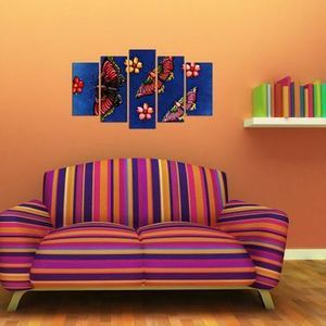 Tablou decorativ multicanvas Charm, 5 Piese, Fluturi, 223CHR2981, Multicolor imagine