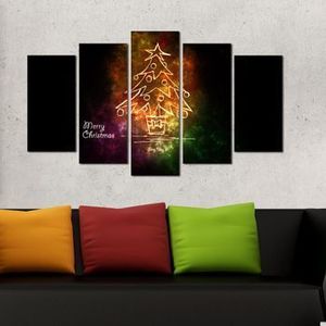 Tablou decorativ multicanvas Christmas Wall, 5 Piese, 229CST1910, Multicolor imagine