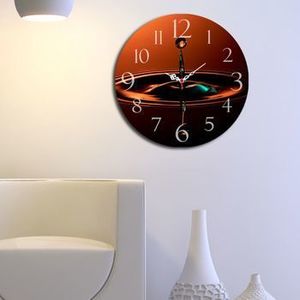 Ceas decorativ de perete din lemn Home Art, 238HMA3108, 40 cm, Portocaliu imagine