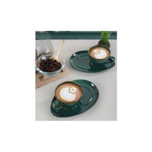 Set 4 piese cafea Keramika, 215 ml, 275KRM1496, ceramica, Verde inchis imagine