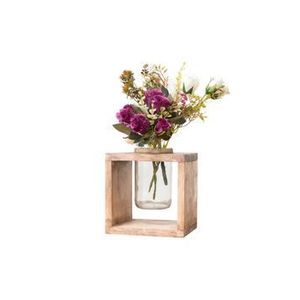Vaza decorativa Asse Decor, 20 x 20 x 15 cm, 496SSE1101, lemn solid, Bej imagine