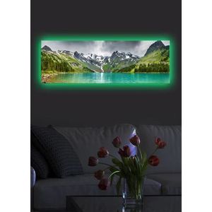 Tablou iluminat Shining, 239SHN1255, 30 x 90 cm, Verde imagine