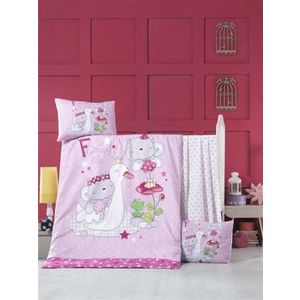 Set lenjerie de pat pentru copii, Victoria, bumbac ranforce, 100 x 150 cm, 121VCT2041, Roz imagine