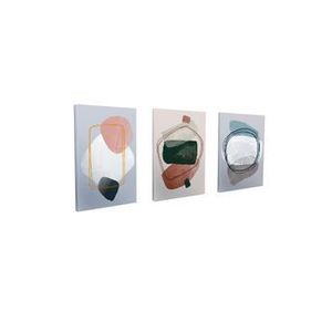 Tablou decorativ canvas Gwen, 3 piese, 30 x 40 cm, 489GWN1387, bumbac/poliester, Multicolor imagine