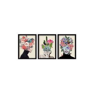 Tablou decorativ Lulu, 3 piese, 35 x 45 cm, 364LUL1338, MDF, Multicolor imagine