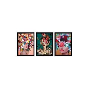 Tablou decorativ Lulu, 3 piese, 35 x 45 cm, 364LUL1339, MDF, Multicolor imagine