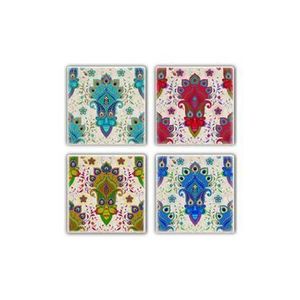 Set 4 piese suport pahar Taylor, 10 x 10 x 1 cm, 366TYR1173, piatra naturala, Multicolor imagine