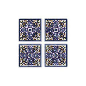 Set 4 piese suport pahar Taylor, 10 x 10 x 1 cm, 366TYR1103, piatra naturala, Albastru-bej imagine