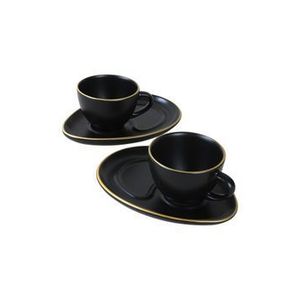 Set 4 piese cafea Keramika, 215 ml, 275KRM1494, ceramica, Negru-bej imagine