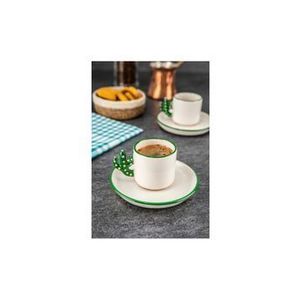 Set 4 piese cafea Doreline, 110 ml, 612DRL1106, ceramica, Alb-verde imagine
