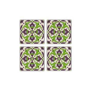 Set 4 piese suport pahar Taylor, 10 x 10 x 1 cm, 366TYR1109, piatra naturala, Verde-mov imagine