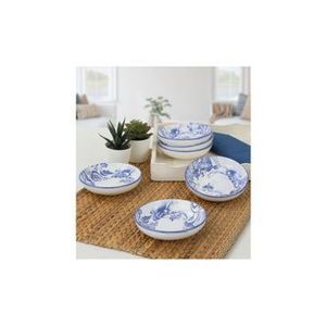 Set 6 boluri pentru sos Keramika, 13 x 13 x 3.3 cm, 275KRM1468, ceramica, Alb-albastru imagine