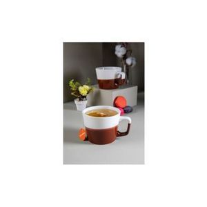 Cana cafea Doreline, 330 ml, 612DRL1102, ceramica, Alb-maro inchis imagine