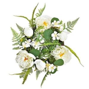 Coronita decorativa cu flori albe 34 cm imagine