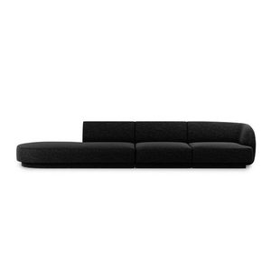 Canapea 4 locuri cotiera stanga, Miley, Micadoni Home, BL, 325x85x74 cm, poliester chenille, negru imagine