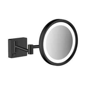 Oglinda cosmetica cu brat Hansgrohe Logis AddStoris x3 16cm iluminat LED negru mat imagine