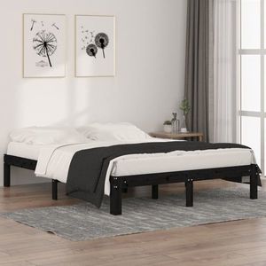 vidaXL Cadru de pat King Size 5FT, negru, 150x200 cm lemn masiv de pin imagine