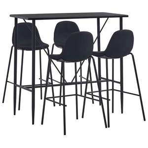 vidaXL Set mobilier de bar, 5 piese, negru, material textil imagine