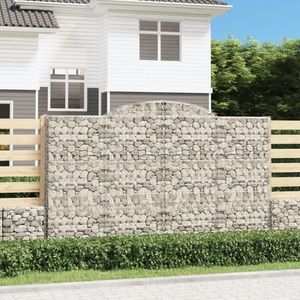 vidaXL Coșuri gabion arcuite 15 buc, 300x50x180/200 cm fier galvanizat imagine