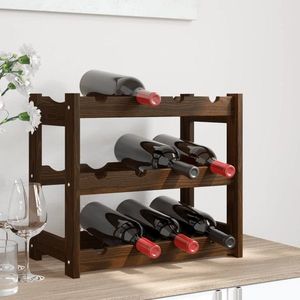 vidaXL Suport sticle de vin, 12 sticle, maro, lemn masiv de pin imagine