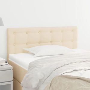 vidaXL Tăblie de pat, crem, 100x5x78/88 cm, textil imagine