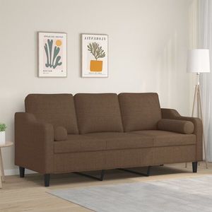 vidaXL Canapea cu 3 locuri cu pernuțe, maro, 180 cm, textil imagine