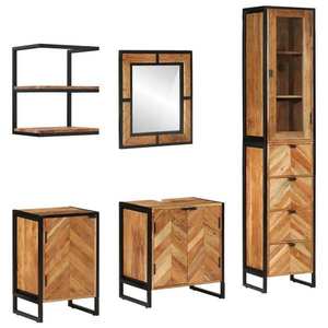 vidaXL Set mobilier de baie, 5 piese, fier și lemn masiv de acacia imagine