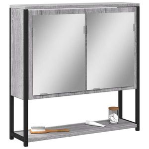 vidaXL Dulap de baie cu oglindă gri sonoma 60x16x60 cm lemn compozit imagine