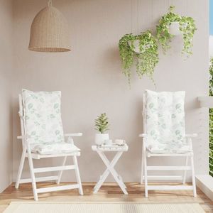 vidaXL Perne de scaun spătar înalt, 2 buc., model frunze, textil imagine
