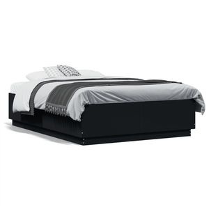 vidaXL Cadru de pat cu lumini LED, negru, 140x190 cm imagine