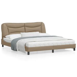 vidaXL Cadru de pat cu LED, cappuccino, 180x200 cm, piele ecologică imagine