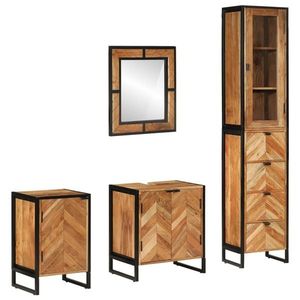 vidaXL Set mobilier de baie, 4 piese, fier și lemn masiv de acacia imagine