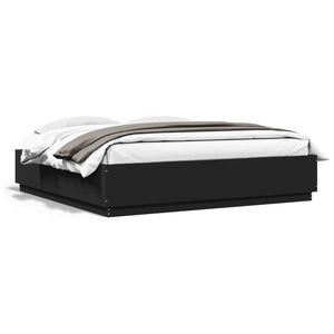 vidaXL Cadru de pat cu lumini LED, negru, 180x200 cm, lemn prelucrat imagine