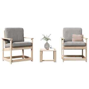 vidaXL Set masă și scaune din lemn de pin, 3 piese imagine