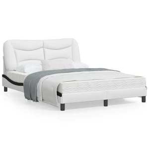 vidaXL Cadru de pat cu LED, alb și negru, 120x200 cm, piele ecologică imagine