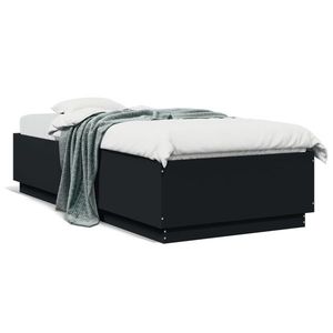 vidaXL Cadru de pat cu lumini LED, negru, 100x200 cm, lemn prelucrat imagine