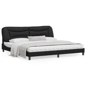 vidaXL Cadru de pat, negru, 200x200 cm, piele ecologică imagine