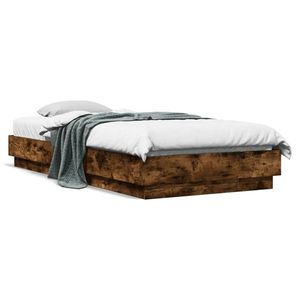 vidaXL Cadru de pat, stejar fumuriu, 90x200 cm, lemn prelucrat imagine