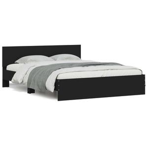 vidaXL Cadru de pat cu tăblie și LED, negru, 150x200 cm imagine