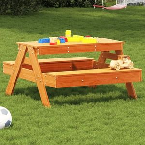 vidaXL Masă de picnic pentru copii, maro, 88x97x52 cm, lemn masiv pin imagine