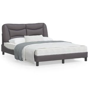 vidaXL Cadru de pat cu lumini LED, gri, 120x200 cm, piele ecologică imagine