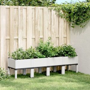 vidaXL Jardinieră de grădină cu picioare, alb, 160x40x42 cm, PP imagine