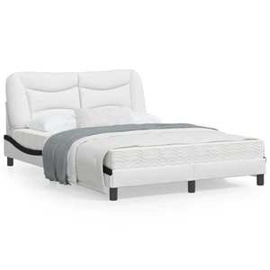 vidaXL Cadru de pat lumini LED, alb/negru, 140x190 cm, piele ecologică imagine