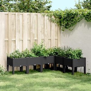 vidaXL Jardinieră de grădină cu picioare, negru, 160x120x42 cm, PP imagine