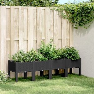 vidaXL Jardinieră de grădină cu picioare, negru, 160x40x42 cm, PP imagine