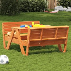 vidaXL Masă de picnic pentru copii, maro, 88x122x58 cm, lemn masiv pin imagine