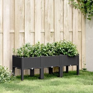vidaXL Jardinieră de grădină cu picioare, negru, 120x40x42 cm, PP imagine